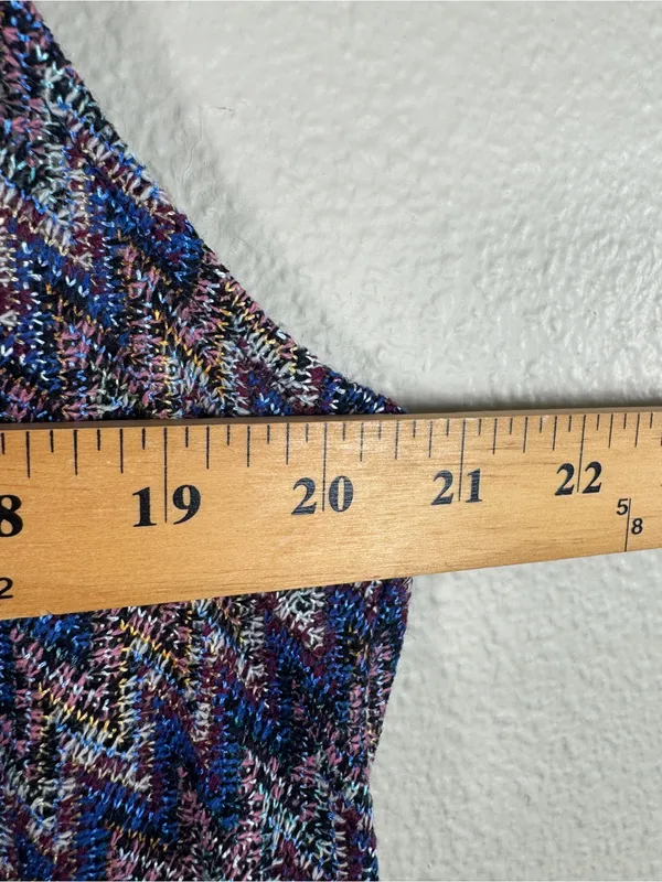 Maeve Blue Pink Zig Zag High Low Dress Womens XL Boho Casual Anthropologie Mini - Image 5