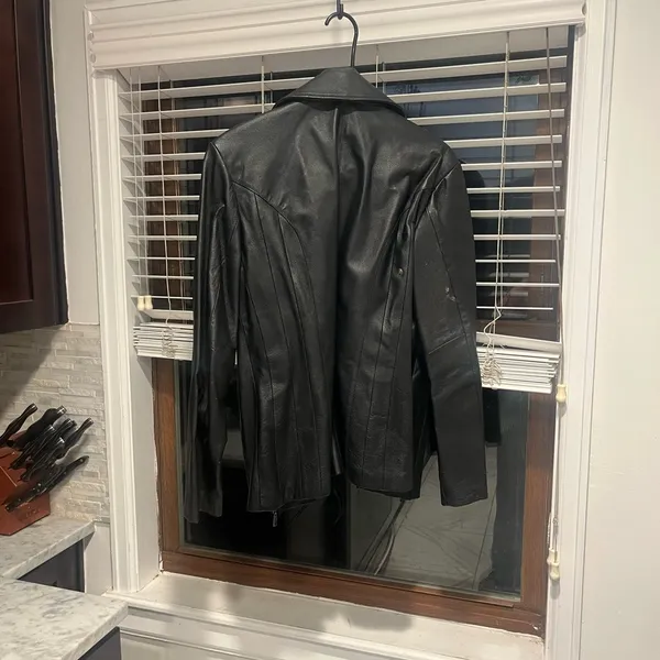 Black leather jacket blazer Genuine leather / vintage - Image 4