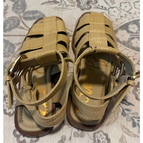 Sam Edelman Dawn Woven Gladiator Fisherman Sandals Beige Gold 8.5 - Image 4