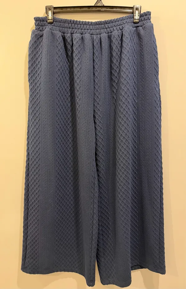 Oddy Textured Quarter Zip Pullover and Wide Leg Pants Matching Loungewear Set Navy / Midnight Blue - Image 11