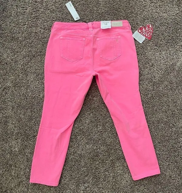 SLINK JEANS Curvy Ankle Jeggings in Hot Pink Size 16 NWT - Image 4