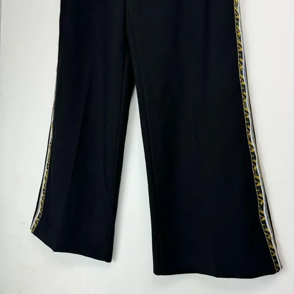 Zara Wide Leg Side Tape Stripe Pants Trouser Sz Medium Black - Image 12