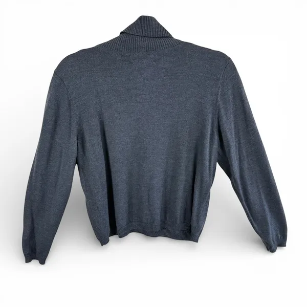 Pendleton Vintage Womens Petite Medium Dark Grey Merino Wool Turtleneck Sweater - Image 2