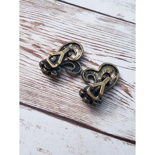 Vintage Clip On Earrings - Dark Metal & Clear Gem 1" - Image 3