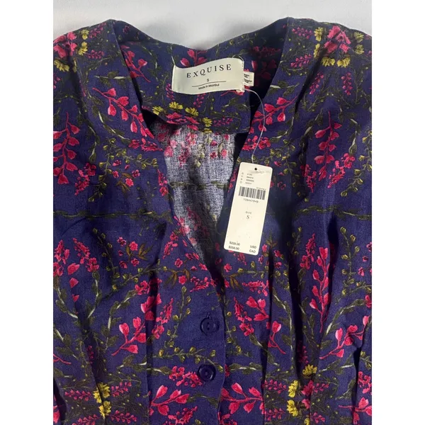 Anthropologie Tobie Mini Shirt dress By Exquise Womens Sm Floral Boho - Image 5