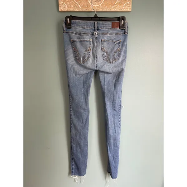 Hollister Light Blue Denim Ripped Skinny Jeans 0s - Image 6