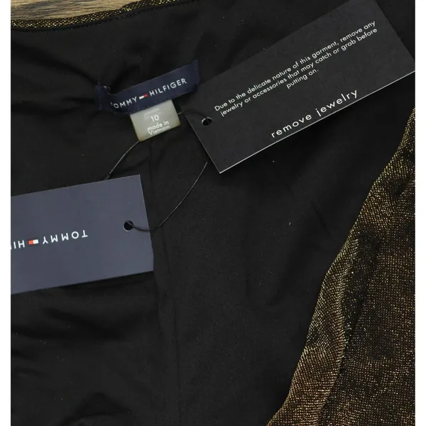 NWT Tommy Hilfiger Puff Ruched Sleeve V Neck Dress A4IK118E Bronze / Black 10 - Image 7