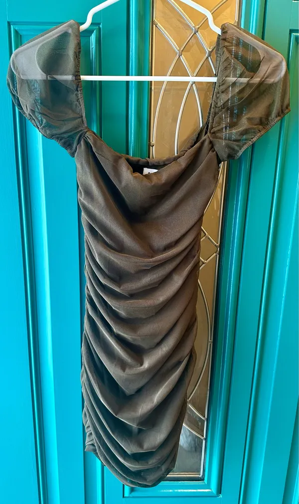 Princess Polly Chocolate Brown Ruched Mesh Mini Dress Coquette Whimsigoth Size 0 - Image 4