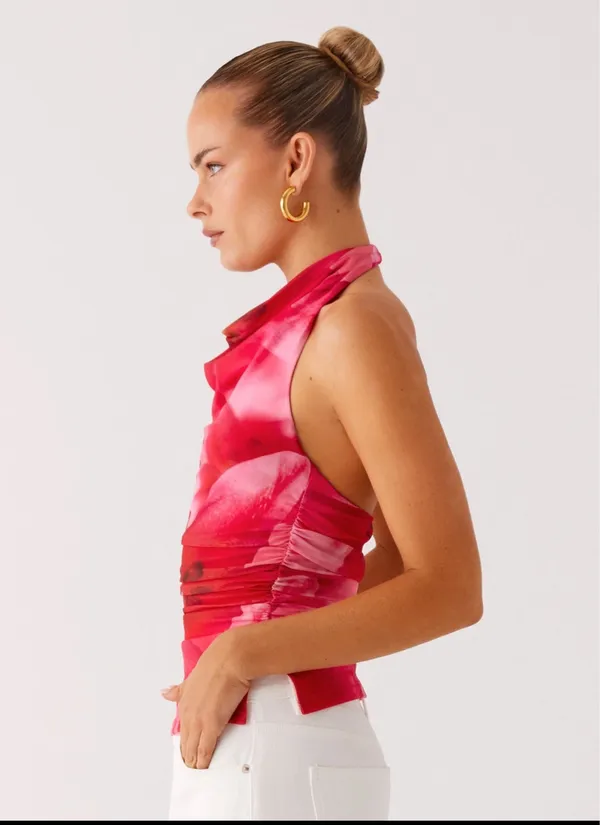 Peppermayo Pink Hibiscus Halter Top - Image 2