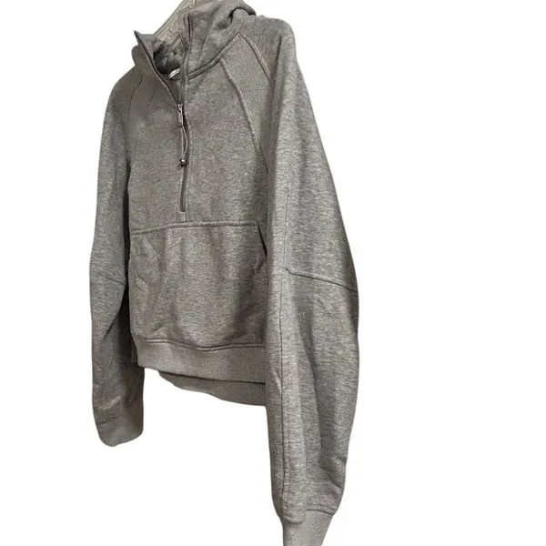 Trendy Queen Women's XL Gray Cropped Fleece Lined Half‎ Zip Hoodie - Image 3