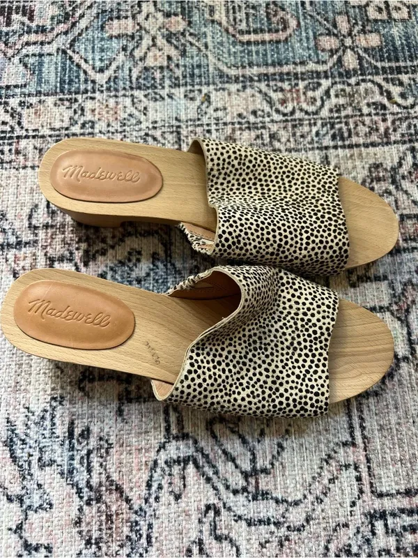 Madewell The Evelyn Slide Clog in Spotted Calf Hair Size 8 - Image 3