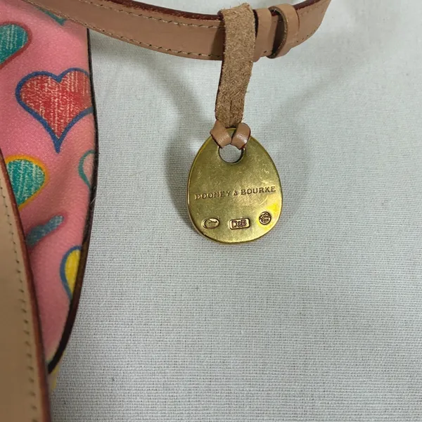 Dooney & Bourke Crayon Hearts Pink Multicolor Vachetta Leather Tote Shoulder Bag - Image 3