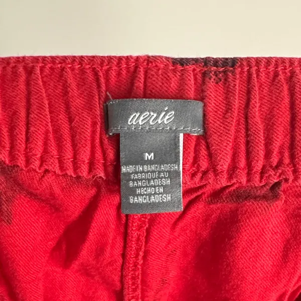 Aerie Red Pajama Pants with Navy Deer Print Size M - Image 4