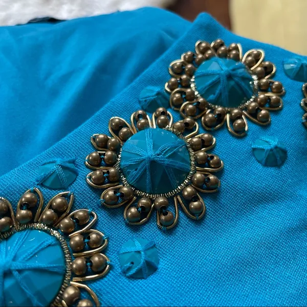 Trina Turk Cerulean knit Dress Embellished - Image 5