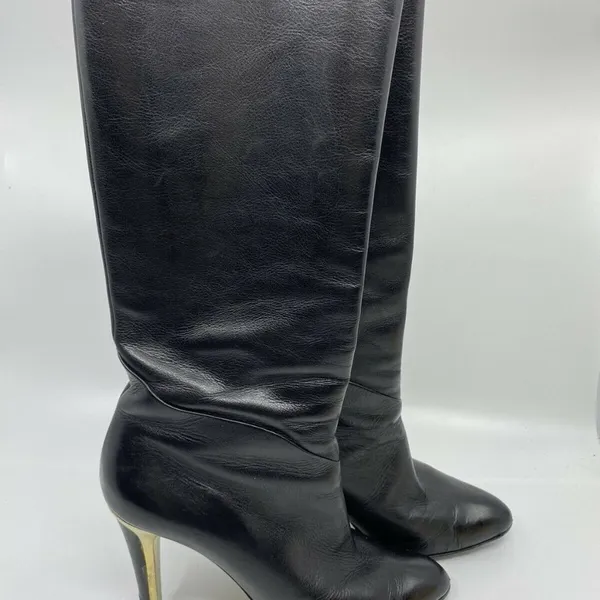 JIMMY CHOO Black Leather Knee high boots 7.5 - Image 3