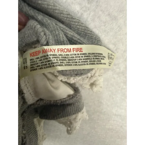 Anthropologie Women's Daily Practice Shandy Dress Hooded Lace Trim Gray Cotton M - Image 5