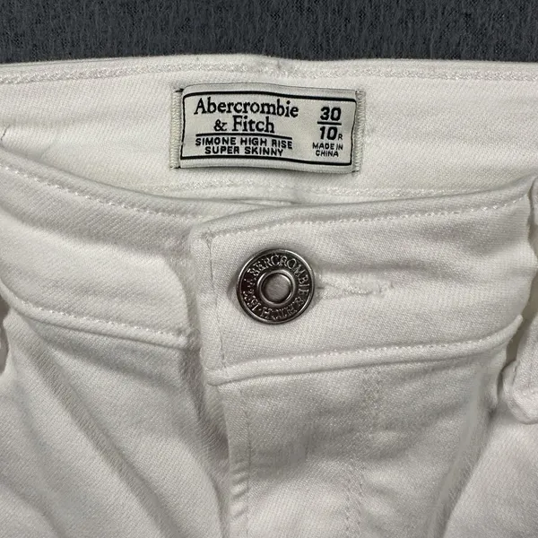 Abercrombie Fitch Simone High Rise Super Skinny Jeans Womens 10 White 30 Stretch - Image 7