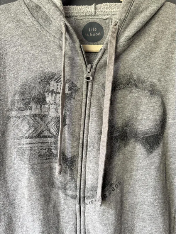 Life is Good Gray Zip-Up Hoodie with Front Print - Image 13