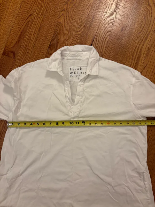 Frank & Eileen Popover Henley Crisp White Cotton | L | Designer Preppy - Image 9