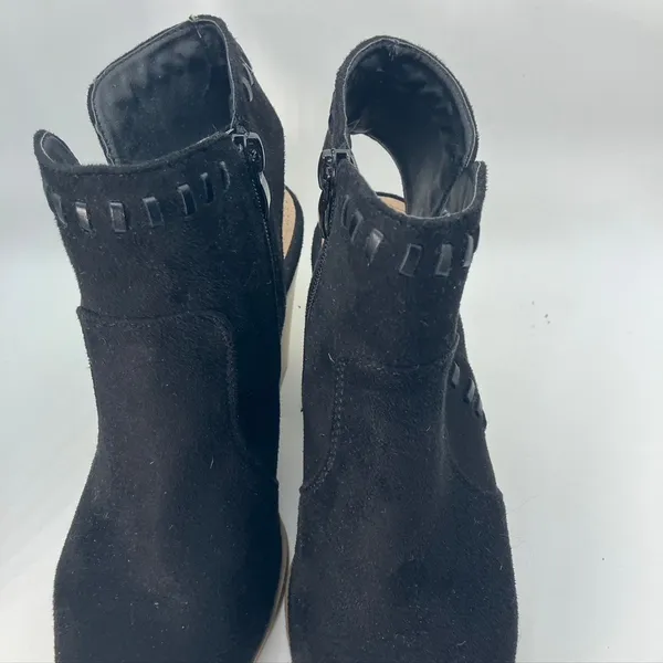 Ccocci Black Suede Cutout Slingback Block Heel Booties Size‎ 6.5 Western Style - Image 4