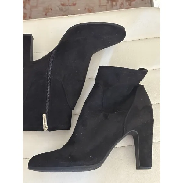 Sam‎ Edelman Womens Black Suede Block Heel Ankle Booties Size 9.5M - Image 5