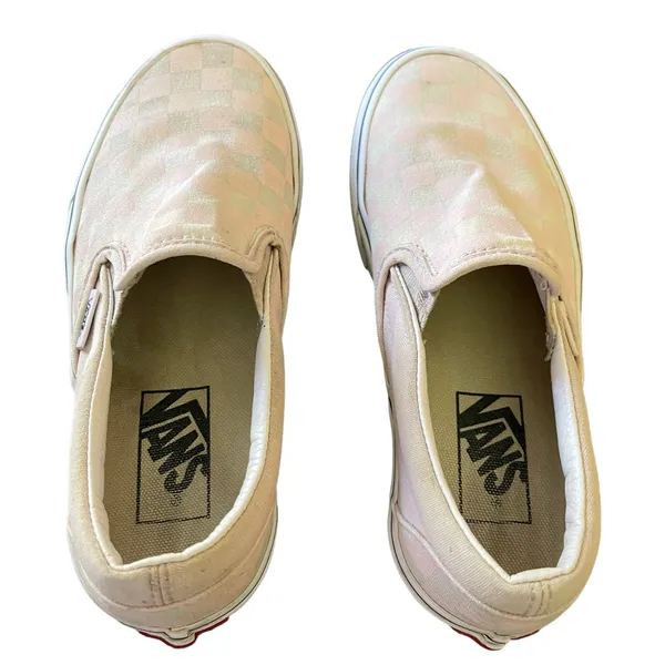 Vans Off The Wall Pink White Slip On Shoes Size 5 - Image 4