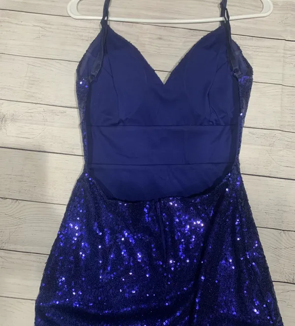 Blue Sequin Prom Dress - Image 5