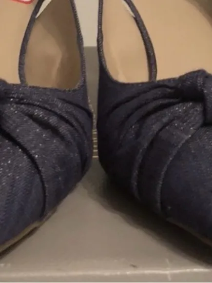 Franco Sarto Denim Blue Knotted Slingback Pointed-Toe Heels - Image 3