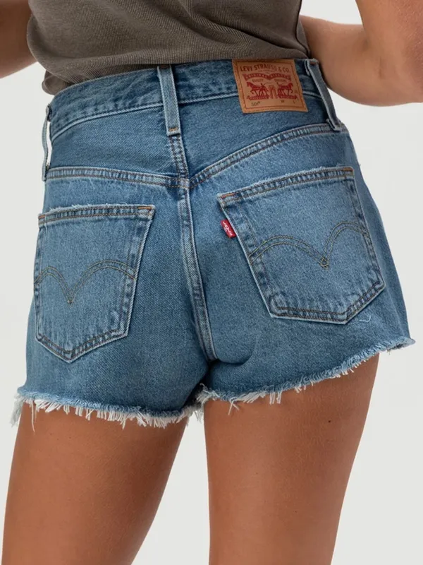 Levi's 501 Original Fit High Rise Denim Shorts Size 27 - Image 3