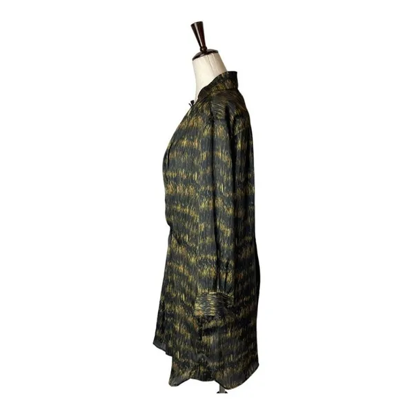 Isabel Marant Black And Gold Long Sleeve Pleated Draped Mini‎ Dress Size M - Image 5