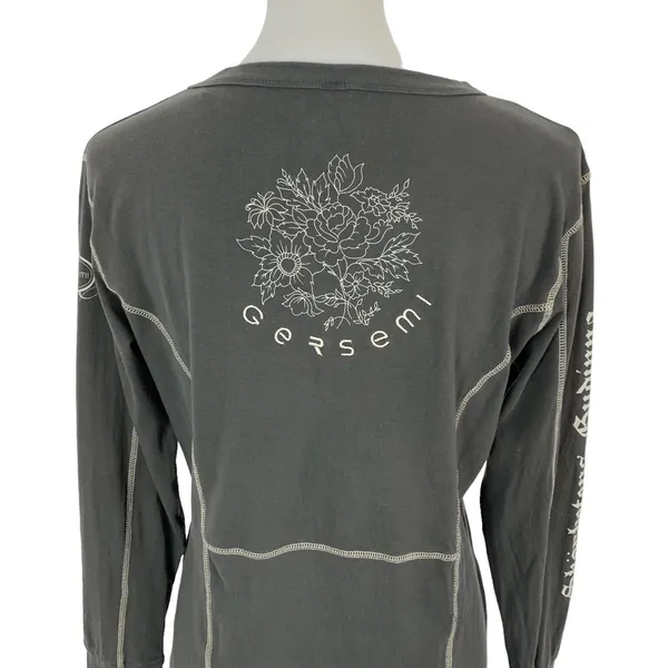 Gersemi Gray V Neck Long Sleeve Top Medium Minimalist Basic Casual Layer - Image 6
