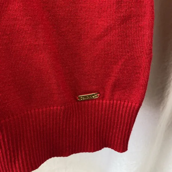Calvin Klein Red Long Sleeve Ribbed Turtleneck Sweater Top M - Image 4