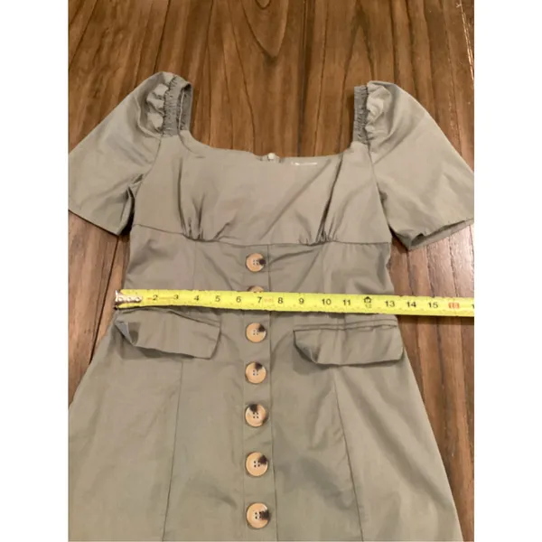 Mable babydoll short sleeve cotton blend green mini dress small - Image 3