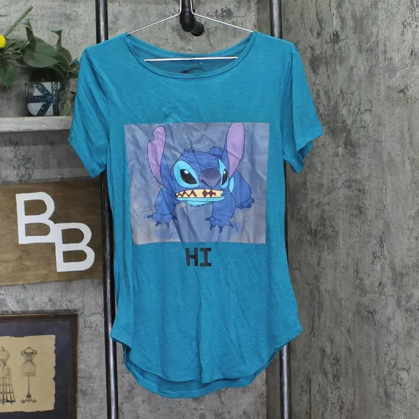 NWT Disney Juniors Stitch Graphic Tunic T-Shirt Top Blue M - Image 2