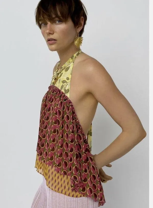 NWT ZARA Skater Halter Neck Top Open Back XS - Image 4