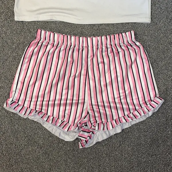 SHEIN Slogan And Stripe Print Pajama Set - Image 11