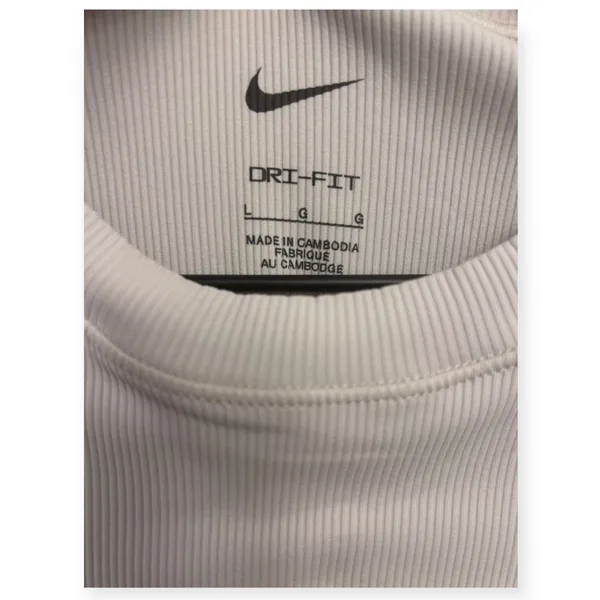 Nike Zenvy Rib Women's Short-Sleeve Cropped Top L Light Orewood Brown/White - Image 8