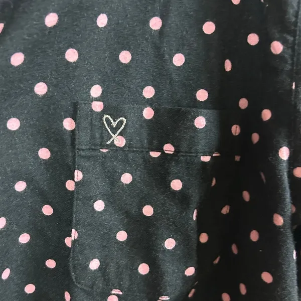 Victoria's Secret black and pink polka dot button-down pajama top size XL - Image 4