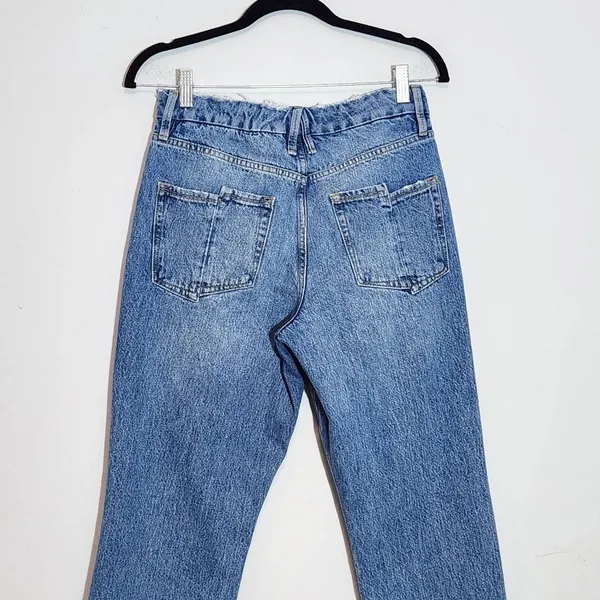 Good American Cropped Straight Leg Jeans Size 4 Good American Distressed Denim - Image 5