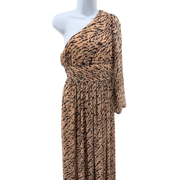 Gianni Bini Dalia One Shoulder Animal Print Chiffon Maxi‎ Dress Asymmetrical 4 - Image 5
