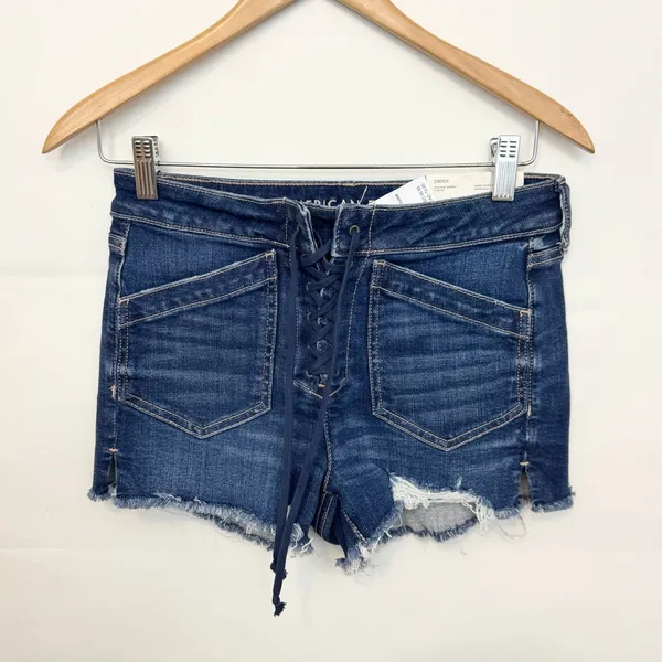 NWT American Eagle AE Stretch High-Waisted Denim Short Short size 4 Dark Indigo - Image 3