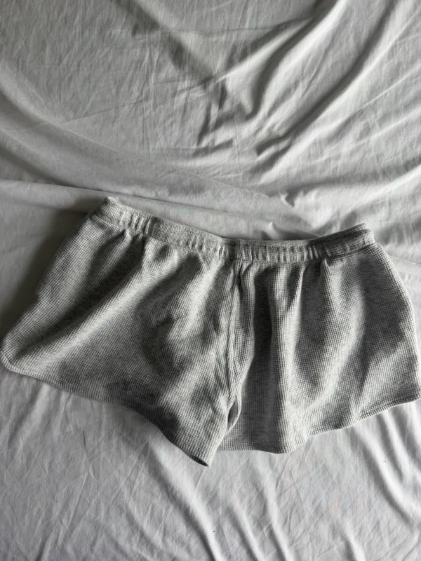 light grey brandy waffle knit shorts - Image 2