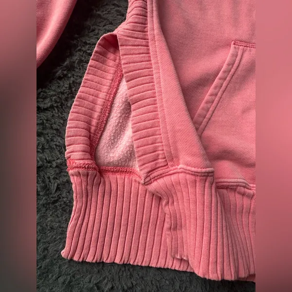 American Eagle oversized side slit pink/coral hoodie sweatshirt, size XS - Image 7
