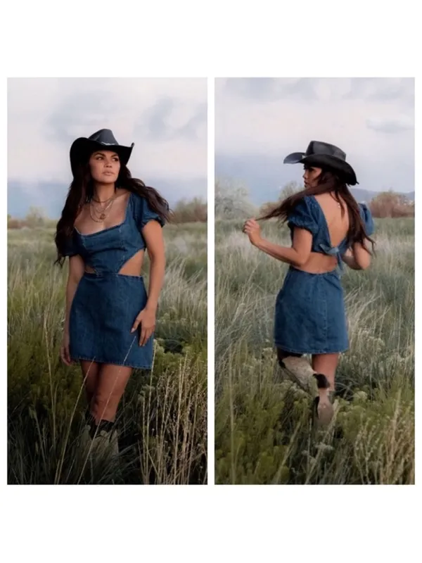 Show Me Your Mumu City Cut Out Denim Mini Dress Womens‎ Size XXL - Image 4