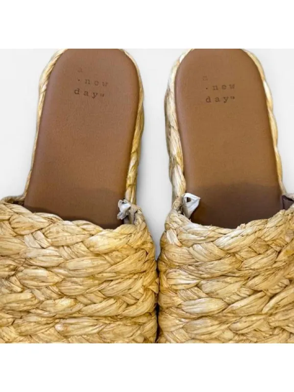 A New Day Raffia Platform Slide Sandals Size 6 - Image 2