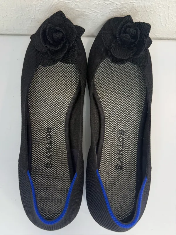 Rothy’s Black Rosette Flower Ballet Flats Size 8 - Image 7