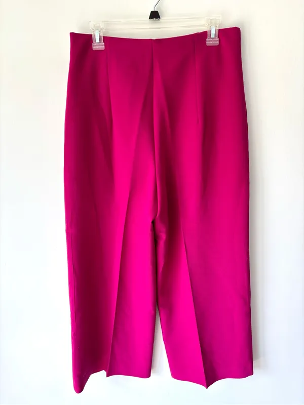 Zara High-Waisted Wide-Leg Culotte Trousers Fuchsia Pink Business Professional - Image 5