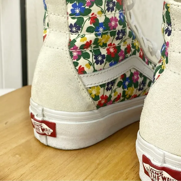 Vans Sk8 Hi Tapered Floral Sneakers White Suede Canvas‎ Multi 3.5 Men 5 Women - Image 9
