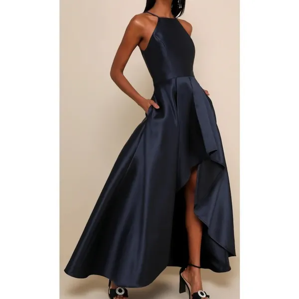 Lulus Broadway Show Navy Blue High-Low Evening Gown Size Large NWOT‎ - Image 6