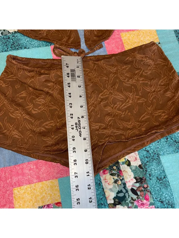 Samiol NWT Peacock Brown Tankini Small Two Piece Brown Textured Top & Shorts Set - Image 7